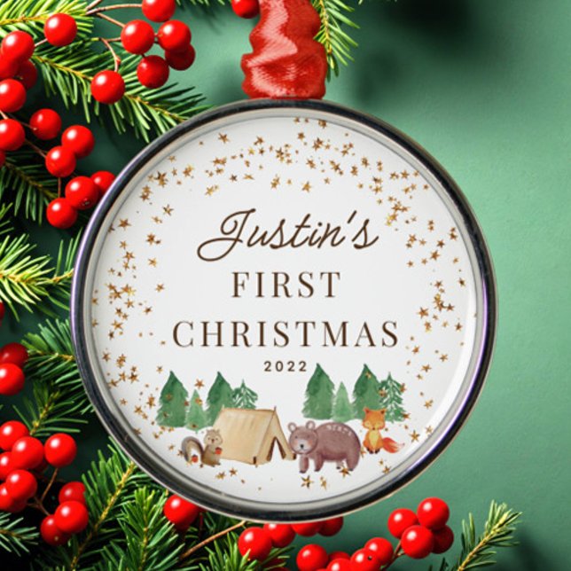 Woodland Animals Baby's First Christmas Metal Tree Decoration (Creator Uploaded)