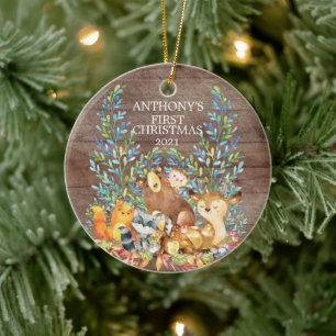 Woodland Animals Baby's First Christmas Ornament