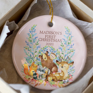 Woodland Animals Baby's First Christmas Ornament