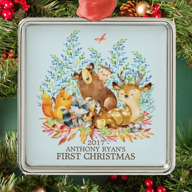 Woodland Animals Baby's First Christmas Ornament (Creator Uploaded)