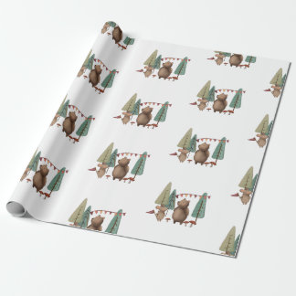Woodland Animals Bear and Mouse Wrapping Paper
