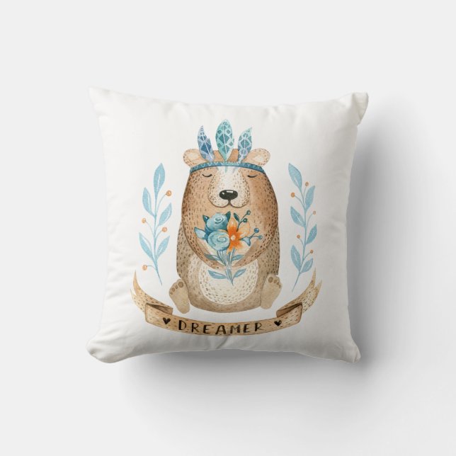 Woodland Animals Bear Decorative Pillow (Front)