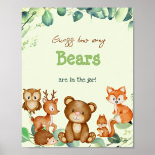 Woodland Animals Bear Greenery Eucalyptus Game Poster