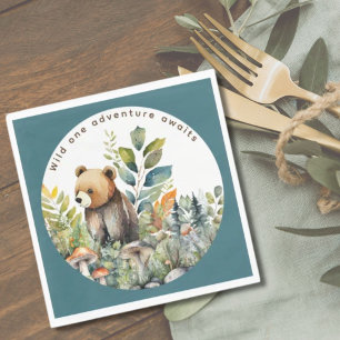 Woodland Animals Bear Partyware Decor Dining Napkin