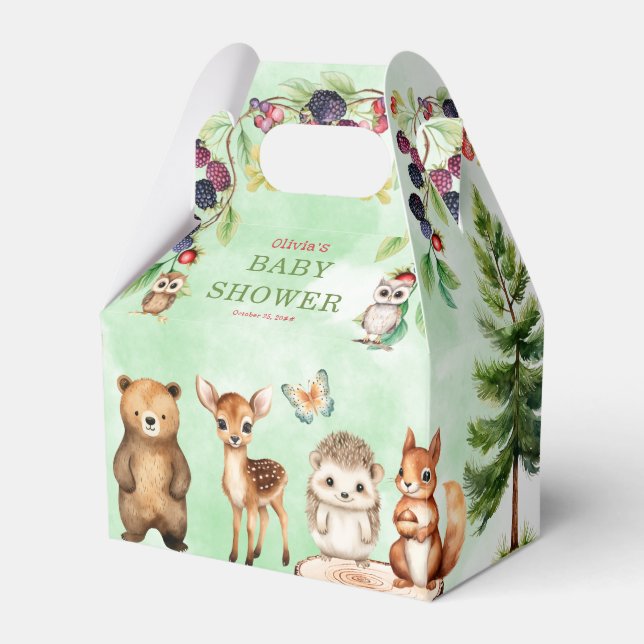Woodland Animals BerryFlower Baby Shower Favour Bo Favour Box (Front Side)