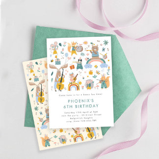 Woodland Animals Birthday, Forest Animals Party Invitation