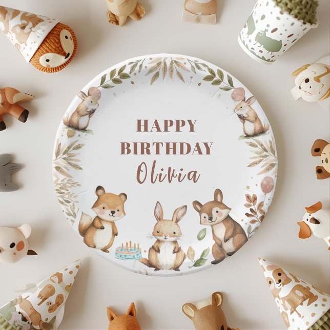 Woodland Animals Birthday Forest  Paper Plate (Creator Uploaded)