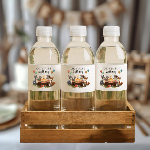 "Woodland Animals Birthday Forest Party Water Bottle Label