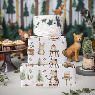 Woodland Animals Birthday Forest Party Wrapping Paper