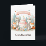 Woodland Animals Birthday Granddaughter Card<br><div class="desc">"AI-generated artwork with design direction by Susang6"</div>