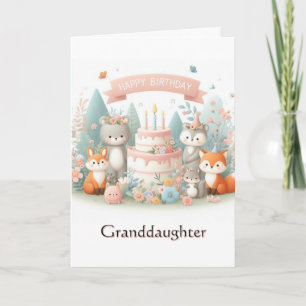 Woodland Animals Birthday Granddaughter Card
