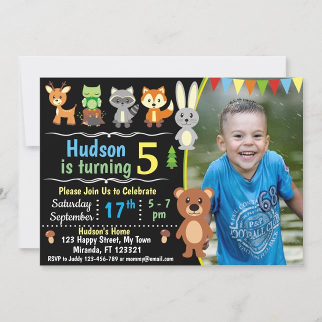woodland animals birthday invitation (Front)