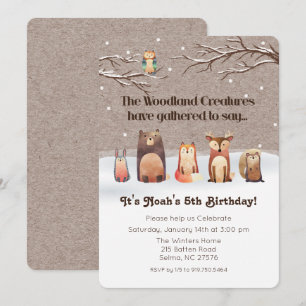 Woodland Animals Birthday Invitation