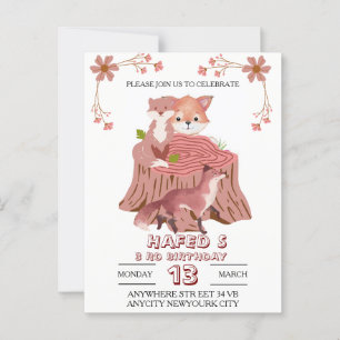Woodland Animals Birthday Invitation: Fall Forest  Postcard