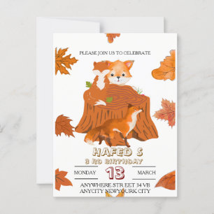 Woodland Animals Birthday Invitation: Fall Forest  Postcard