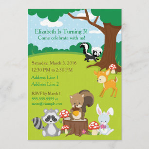 Woodland Animals Birthday Party Invitation