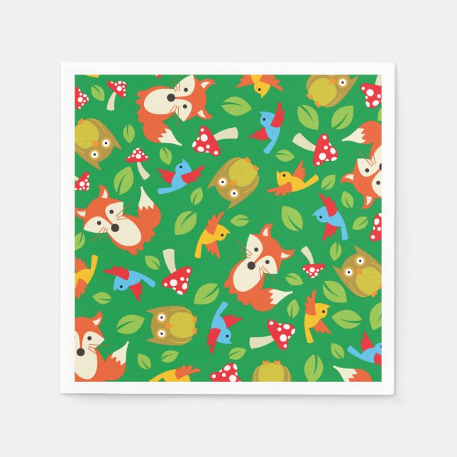 Woodland Animals Birthday Party Napkin (Front)