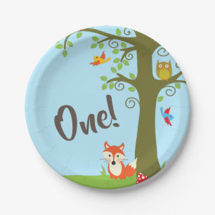 Woodland Animals Birthday Party Paper Plate