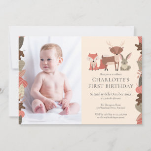 Woodland Animals Birthday Party Photo Invitation