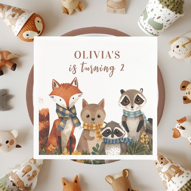 Woodland Animals Birthday Party Rustic Napkin (Creator Uploaded)