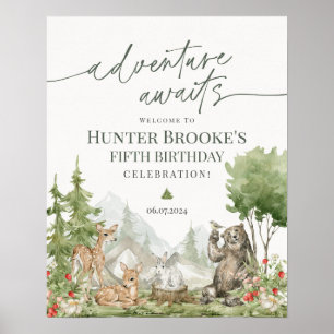 Woodland Animals Birthday Party Welcome Sign