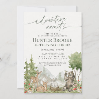 Woodland Animals Birthday Party Woodsy Invitation