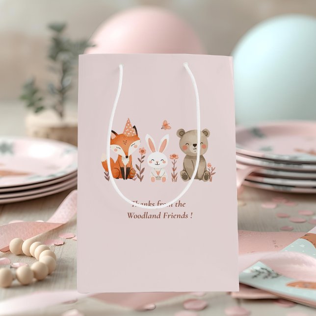 Woodland Animals Birthday Pink Medium Gift Bag (Creator Uploaded)