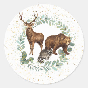 Woodland Animals Birthday Stickers Favour Labels