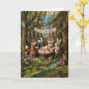 Woodland Animals Birthday Tea Party Card Kids