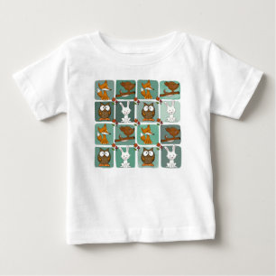 Woodland Animals Block Pattern Baby T-Shirt