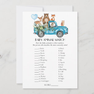 Woodland Animals Blue Truck Match Game Card