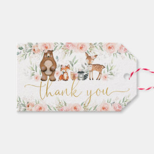Woodland Animals Blush Floral Baby Shower Birthday Gift Tags