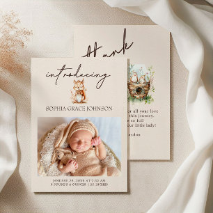 Woodland Animals Boho Baby Announcement