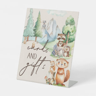 Woodland Animals Boho Baby Shower Cards Gifts Pedestal Sign