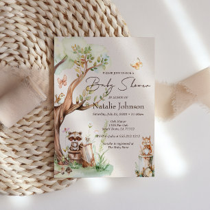 Woodland Animals Boho Baby Shower Invitation