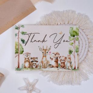 Woodland Animals Boho Baby Shower Thank You Card