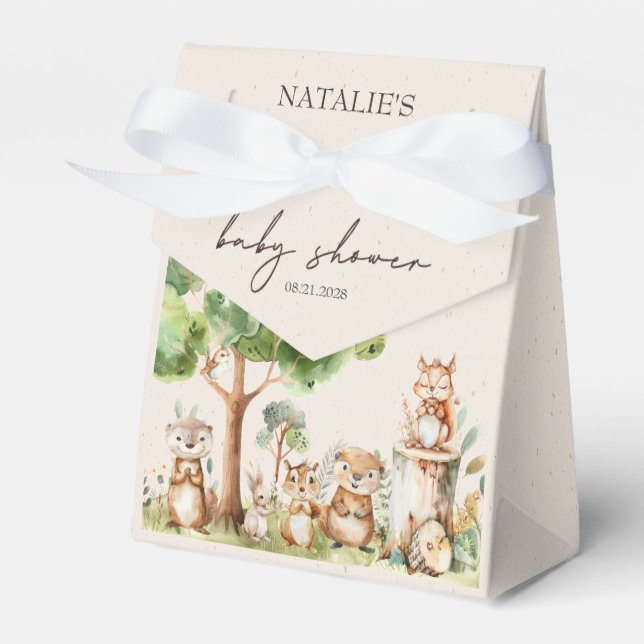 Woodland Animals Boho Boy Baby Shower Favour Box (Front Side)