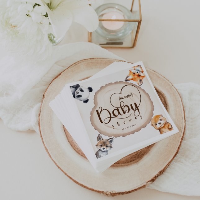 Woodland Animals Boho Cute Baby Shower Napkin (Creator Uploaded)