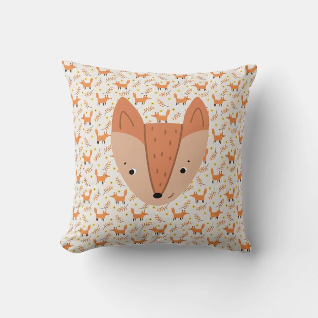 Woodland Animals Boho Design Fox Cushion (Front)