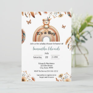 Woodland Animals Boho It's a Boy Baby Shower  Invitation
