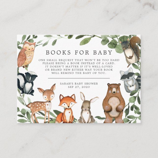 Woodland Animals Books For Baby Baby Shower Card (Front)