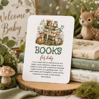 Woodland Animals Books for Baby Shower Enclosure Card