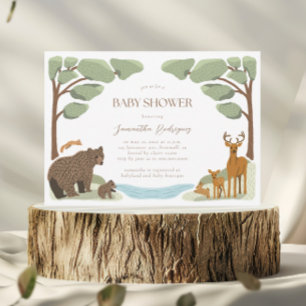Woodland Animals Boy Baby Shower Invitation