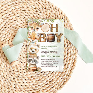 Woodland Animals Boy Baby Shower Invitation