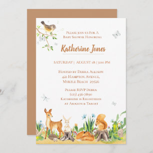 Woodland Animals Boy Baby Shower  Invitation