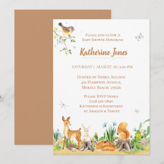 Woodland Animals Boy Baby Shower Invitation