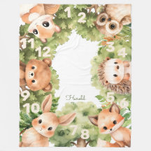 Woodland Animals Boy Baby Shower Milestone