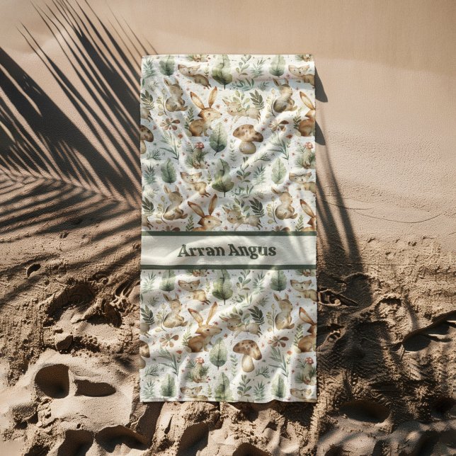 Woodland Animals Boy Colours Beach Towel (Creator Uploaded)