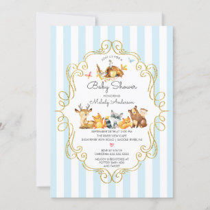 Woodland Animals Boys Baby Shower Invitation