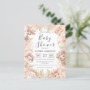 Woodland Animals Budget Baby Shower Postcard